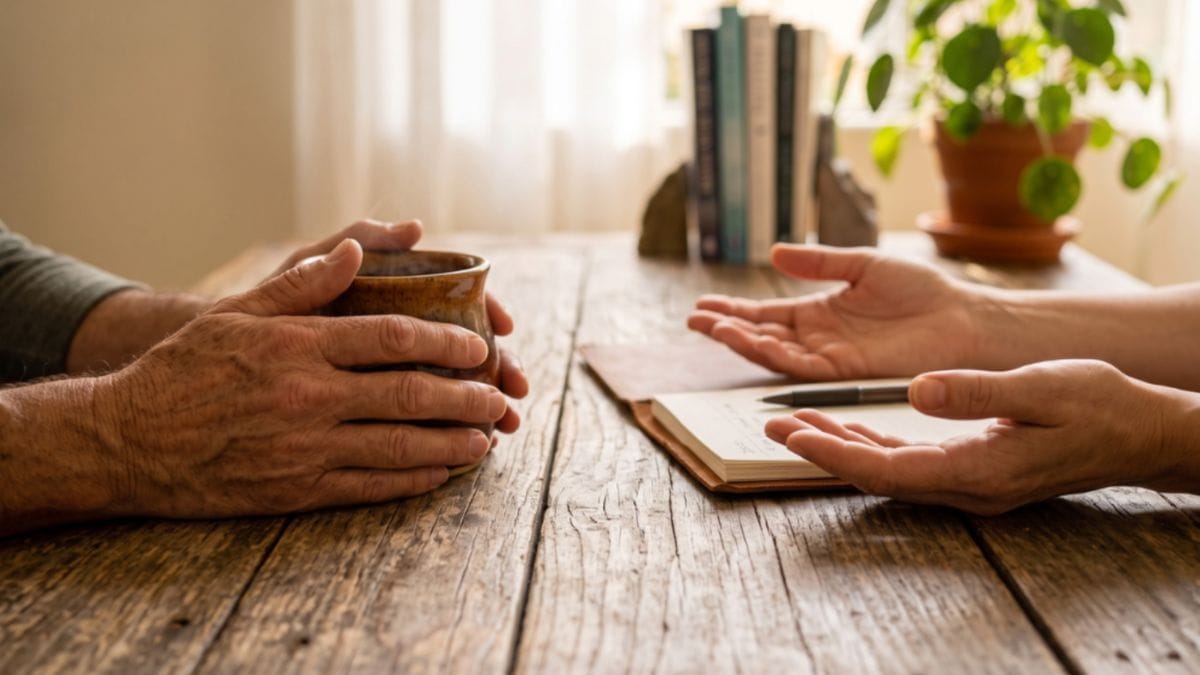 Psychic Medium 2 Close-up of hands during a supportive private mediumship session with Tina at Infinite Wisdom Consulting in Temecula.