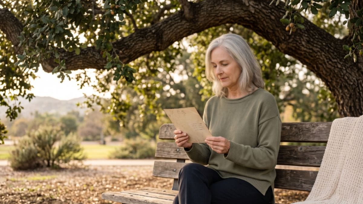 Psychic Medium 1 A person finding peace and reflecting on memories of a loved one after a mediumship reading.